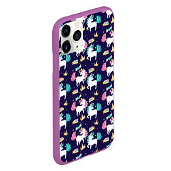 Чехол iPhone 11 Pro матовый Unicorn pattern, цвет: 3D-фиолетовый — фото 2