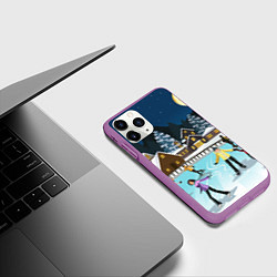 Чехол iPhone 11 Pro матовый Рождественский каток, цвет: 3D-фиолетовый — фото 2
