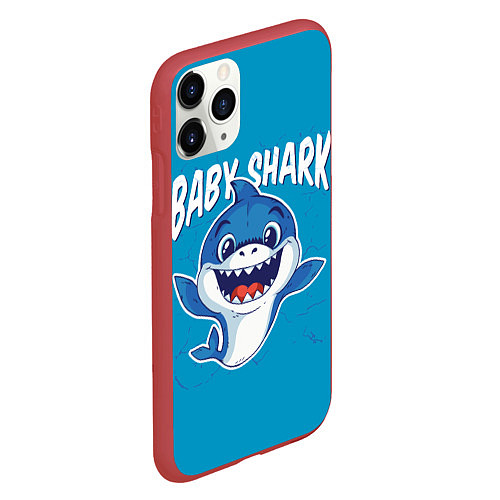 Чехол iPhone 11 Pro матовый Baby Shark / 3D-Красный – фото 2