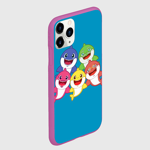 Чехол iPhone 11 Pro матовый Baby Shark / 3D-Фиолетовый – фото 2