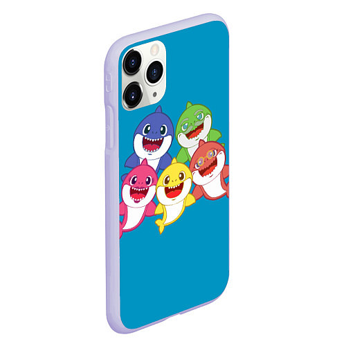 Чехол iPhone 11 Pro матовый Baby Shark / 3D-Светло-сиреневый – фото 2