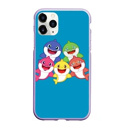 Чехол iPhone 11 Pro матовый Baby Shark, цвет: 3D-светло-сиреневый