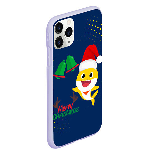 Чехол iPhone 11 Pro матовый MERRY SHRISTMAS BABY SHARK / 3D-Светло-сиреневый – фото 2