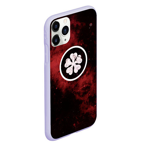 Чехол iPhone 11 Pro матовый Черный клевер / 3D-Светло-сиреневый – фото 2