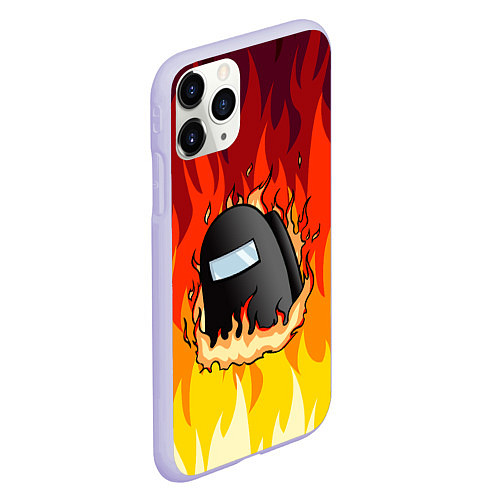 Чехол iPhone 11 Pro матовый Among Us Fire Z / 3D-Светло-сиреневый – фото 2