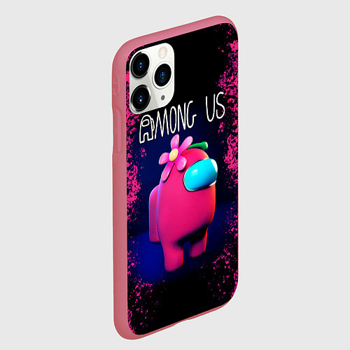 Чехол iPhone 11 Pro матовый AMONG US / 3D-Малиновый – фото 2