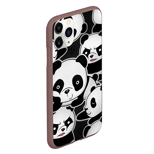 Чехол iPhone 11 Pro матовый Смешные панды / 3D-Коричневый – фото 2