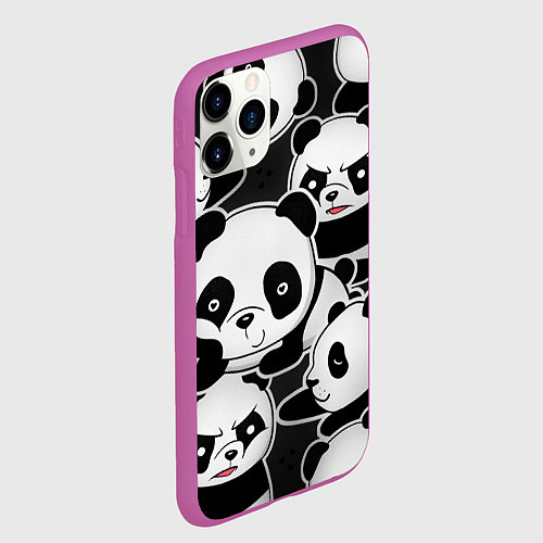 Чехол iPhone 11 Pro матовый Смешные панды / 3D-Фиолетовый – фото 2