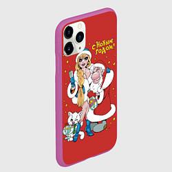 Чехол iPhone 11 Pro матовый С Новым годом!, цвет: 3D-фиолетовый — фото 2