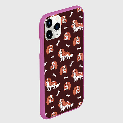 Чехол iPhone 11 Pro матовый Спаниели / 3D-Фиолетовый – фото 2