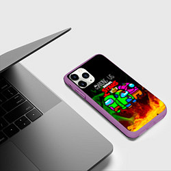Чехол iPhone 11 Pro матовый Among Us Brawl StarS, цвет: 3D-фиолетовый — фото 2