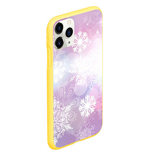 Чехол iPhone 11 Pro матовый Снежинки / 3D-Желтый – фото 2