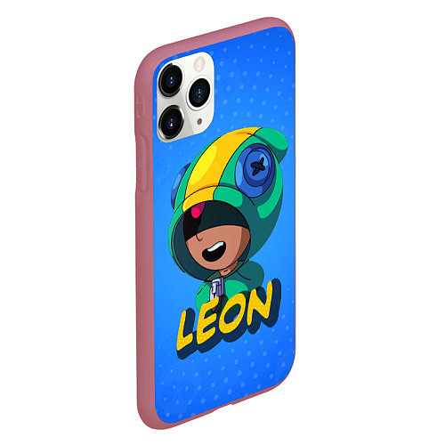 Чехол iPhone 11 Pro матовый BRAWL STARS LEON / 3D-Малиновый – фото 2