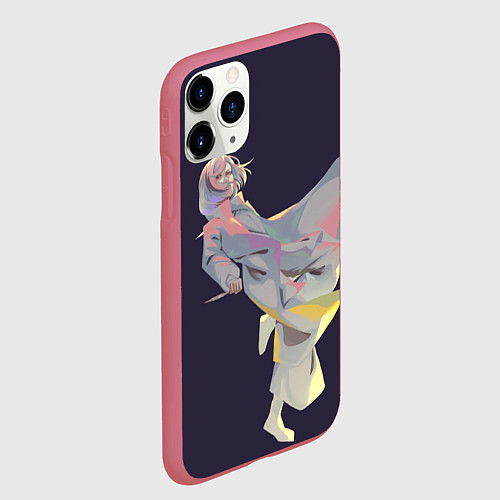 Чехол iPhone 11 Pro матовый Маньяк акудама / 3D-Малиновый – фото 2