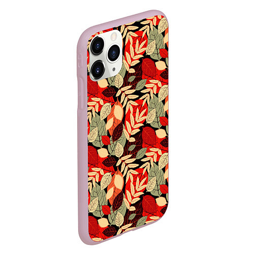 Чехол iPhone 11 Pro матовый Осенние листья / 3D-Розовый – фото 2