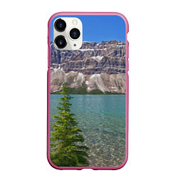 Чехол iPhone 11 Pro матовый Горное озеро, цвет: 3D-малиновый