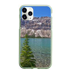 Чехол iPhone 11 Pro матовый Горное озеро, цвет: 3D-салатовый