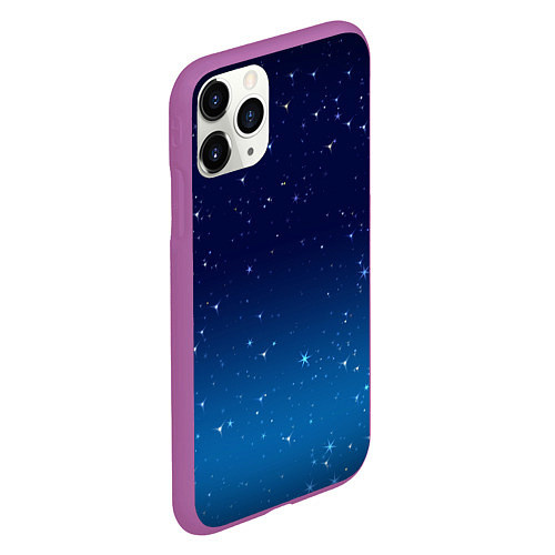 Чехол iPhone 11 Pro матовый Звездное небо / 3D-Фиолетовый – фото 2
