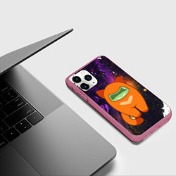 Чехол iPhone 11 Pro матовый Cat Among Us, цвет: 3D-малиновый — фото 2
