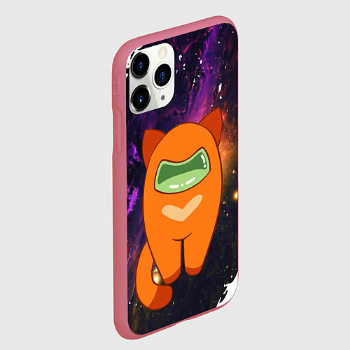 Чехол iPhone 11 Pro матовый Cat Among Us / 3D-Малиновый – фото 2