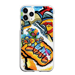 Чехол iPhone 11 Pro матовый Brawl Stars skateboard , цвет: 3D-белый