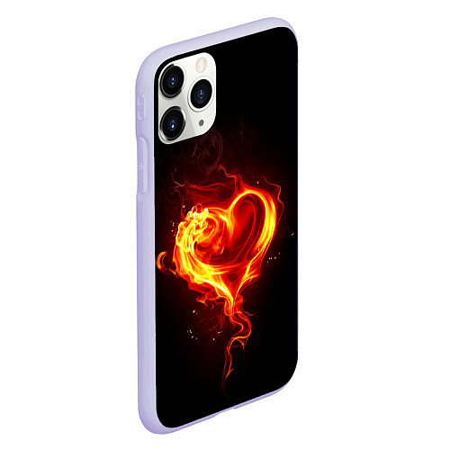 Чехол iPhone 11 Pro матовый Пламенное сердце / 3D-Светло-сиреневый – фото 2