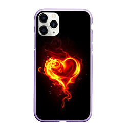 Чехол iPhone 11 Pro матовый Пламенное сердце, цвет: 3D-светло-сиреневый