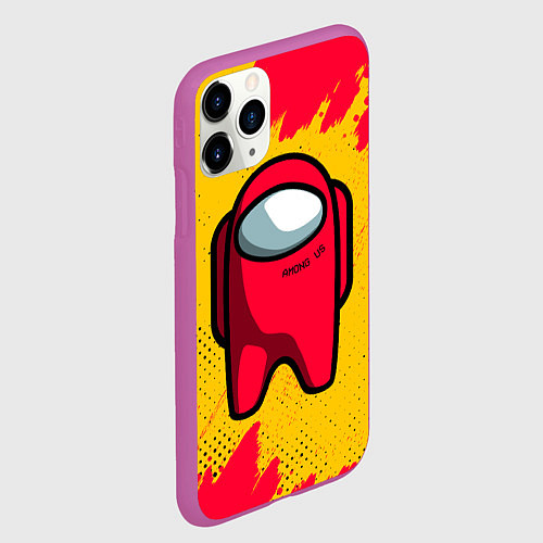 Чехол iPhone 11 Pro матовый AMONG US - КРАСНЫЙ / 3D-Фиолетовый – фото 2