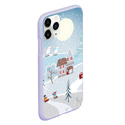Чехол iPhone 11 Pro матовый Зимний дворик, цвет: 3D-светло-сиреневый — фото 2