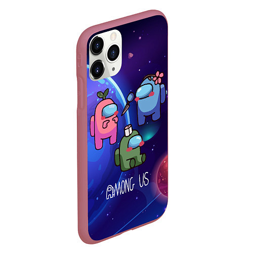 Чехол iPhone 11 Pro матовый Among Us Space / 3D-Малиновый – фото 2