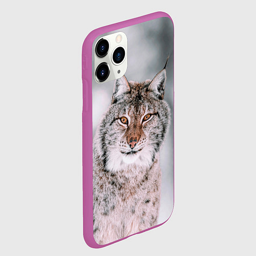 Чехол iPhone 11 Pro матовый Рысь / 3D-Фиолетовый – фото 2