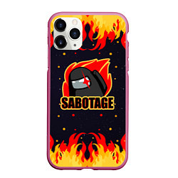 Чехол iPhone 11 Pro матовый Among Us Sabotage, цвет: 3D-малиновый