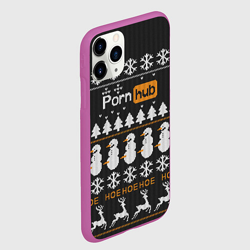 Чехол iPhone 11 Pro матовый Christmas PornHub / 3D-Фиолетовый – фото 2