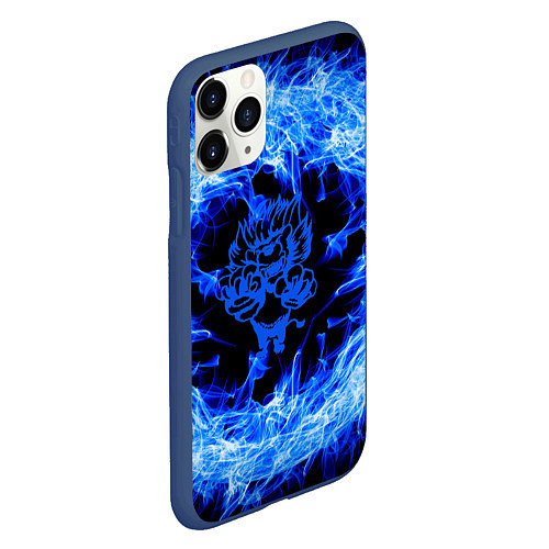 Чехол iPhone 11 Pro матовый Лев в синем пламени / 3D-Тёмно-синий – фото 2