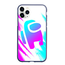 Чехол iPhone 11 Pro матовый AMONG US - NEON, цвет: 3D-серый