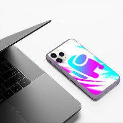 Чехол iPhone 11 Pro матовый AMONG US - NEON, цвет: 3D-серый — фото 2