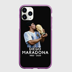 Чехол iPhone 11 Pro матовый Diego Maradona, цвет: 3D-фиолетовый