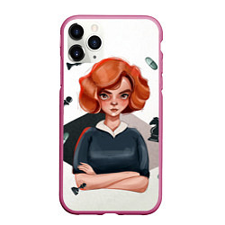 Чехол iPhone 11 Pro матовый Ход Королевы, цвет: 3D-малиновый