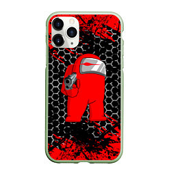 Чехол iPhone 11 Pro матовый Among Us Impostor Gun Red