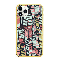 Чехол iPhone 11 Pro матовый Индейские перья, цвет: 3D-желтый
