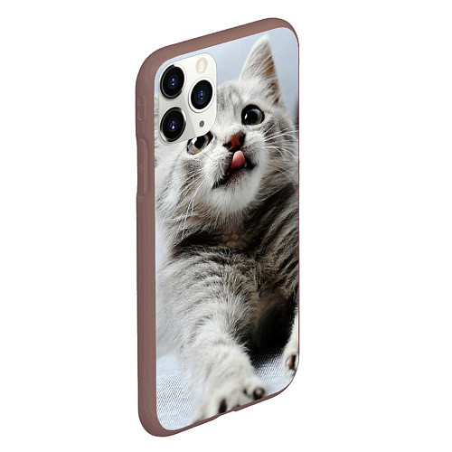 Чехол iPhone 11 Pro матовый Серый котенок / 3D-Коричневый – фото 2