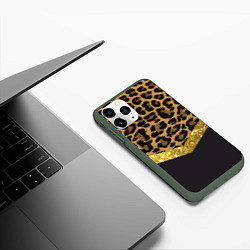 Чехол iPhone 11 Pro матовый Леопардовый принт, цвет: 3D-темно-зеленый — фото 2