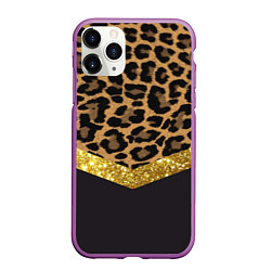 Чехол iPhone 11 Pro матовый Леопардовый принт, цвет: 3D-фиолетовый