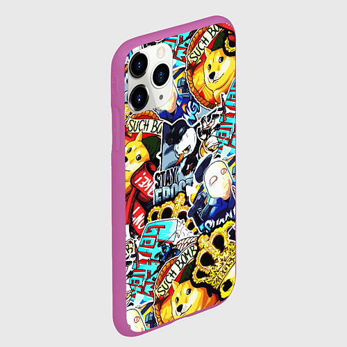 Чехол iPhone 11 Pro матовый CS GO STICKERBOMBING / 3D-Фиолетовый – фото 2