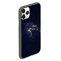 Чехол iPhone 11 Pro матовый Космонавт, цвет: 3D-темно-зеленый — фото 2