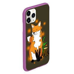 Чехол iPhone 11 Pro матовый Лиса в лесу, цвет: 3D-фиолетовый — фото 2