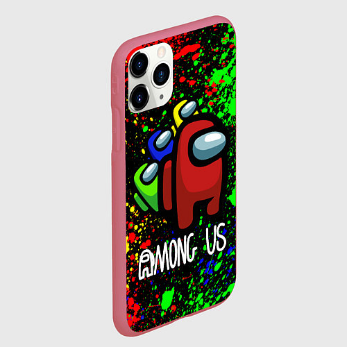 Чехол iPhone 11 Pro матовый AMONG US / 3D-Малиновый – фото 2