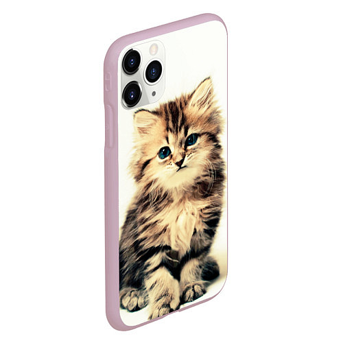 Чехол iPhone 11 Pro матовый Котёнок / 3D-Розовый – фото 2