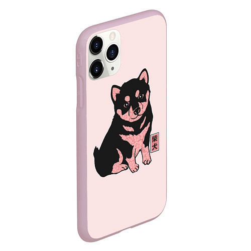 Чехол iPhone 11 Pro матовый Щенок Сиба-Ину / 3D-Розовый – фото 2