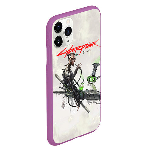 Чехол iPhone 11 Pro матовый CYBERPUNK 2077 / 3D-Фиолетовый – фото 2